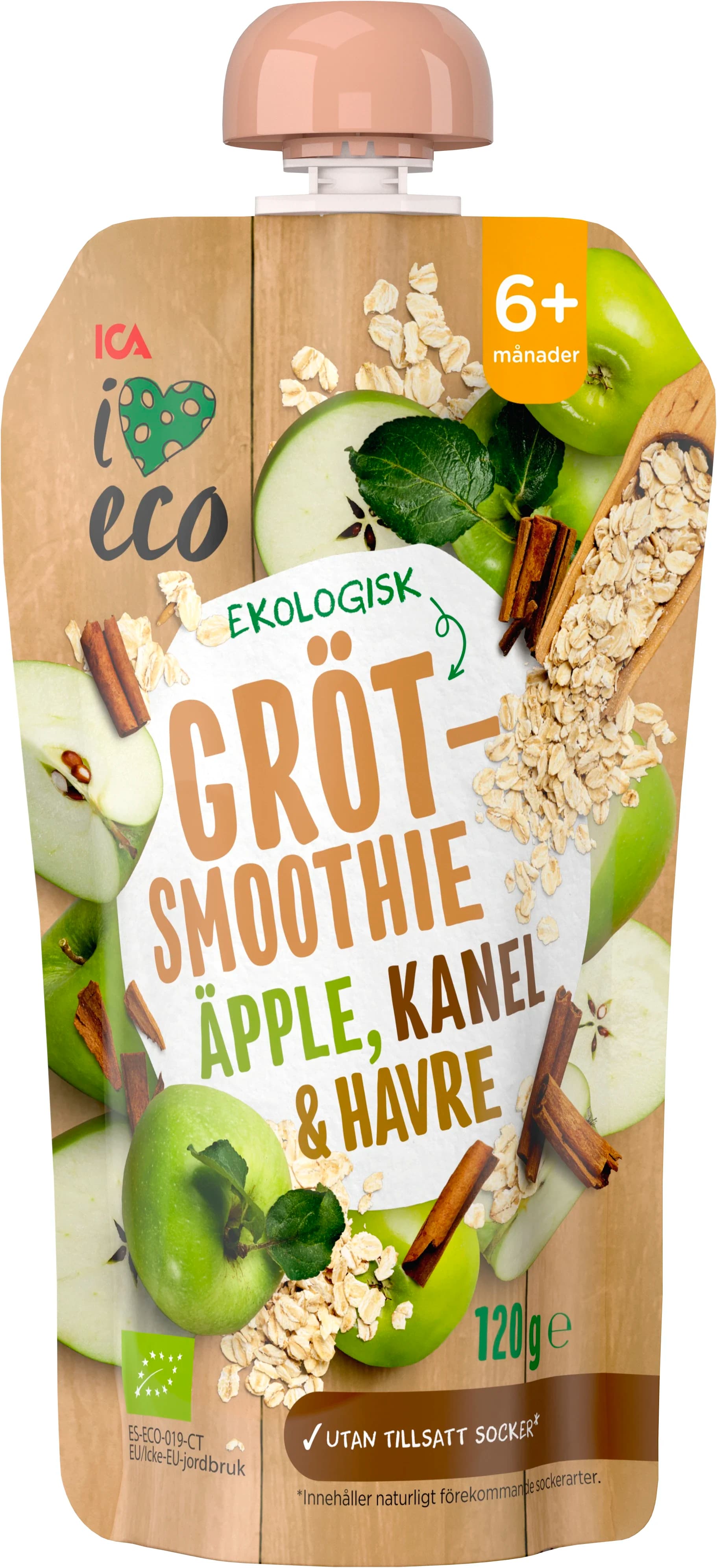 ICA I Love Eco Gröt Äpple Kanel och Havre 120 g från ICA I Love Eco – köp hos Apotek Hjärtat