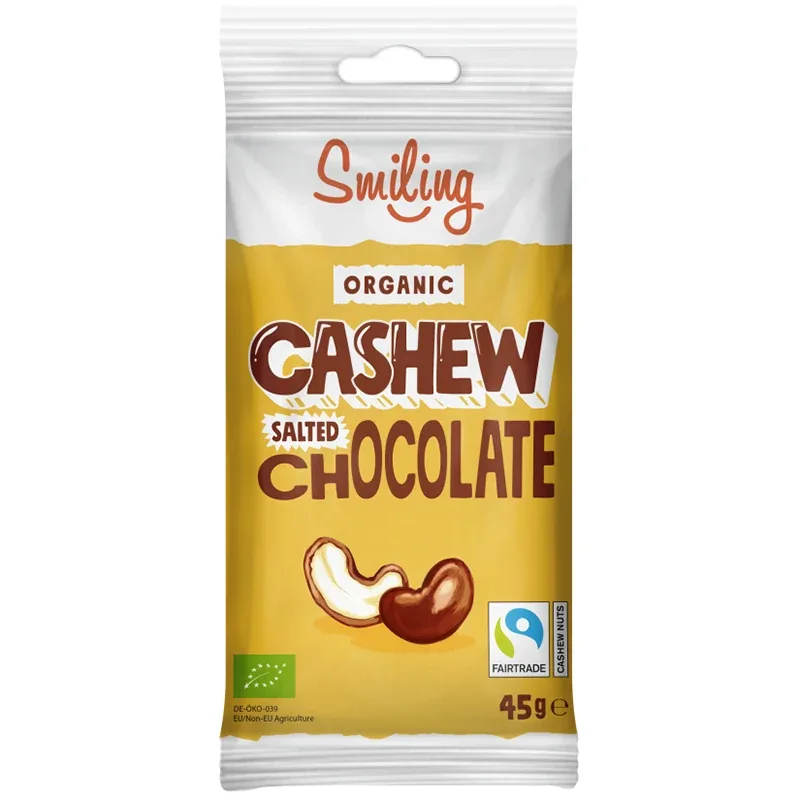 Smiling Cashewnötter Salt Ljus Choklad 45 g från Smiling – köp hos Apotek Hjärtat