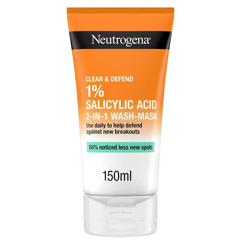 Neutrogena Clear & Defend 1% Salicylic Acid 2-in-1 Wash Mask 150 ml från Neutrogena – köp hos Apotek Hjärtat