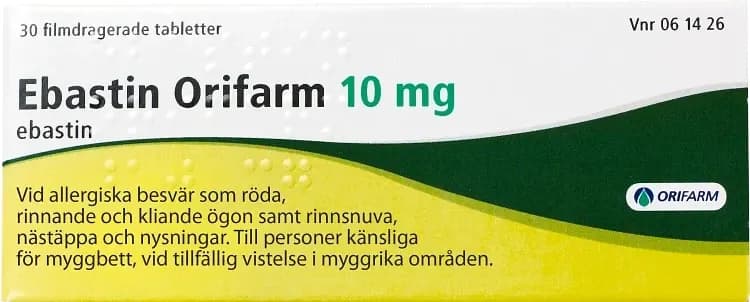Ebastin Orifarm filmdragerad tablett 10 mg 30 st från Orifarm – köp hos Apotek Hjärtat