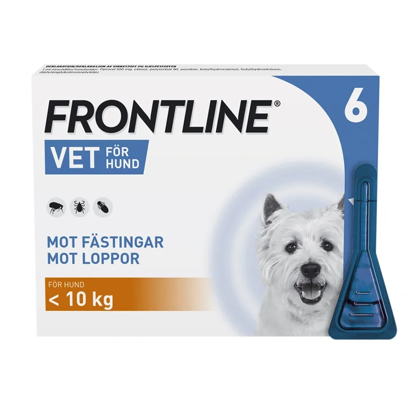 Frontline Vet. Spot-on lösning hund max 10 kg 100 mg/ml 6 x 0,67 ml från Frontline – köp hos Apotek Hjärtat