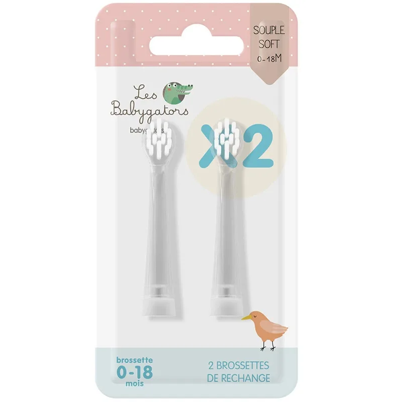 Les Babygators Borsthuvud Refill 0-18 månader 2-pack från Les Babygators – köp hos Apotek Hjärtat