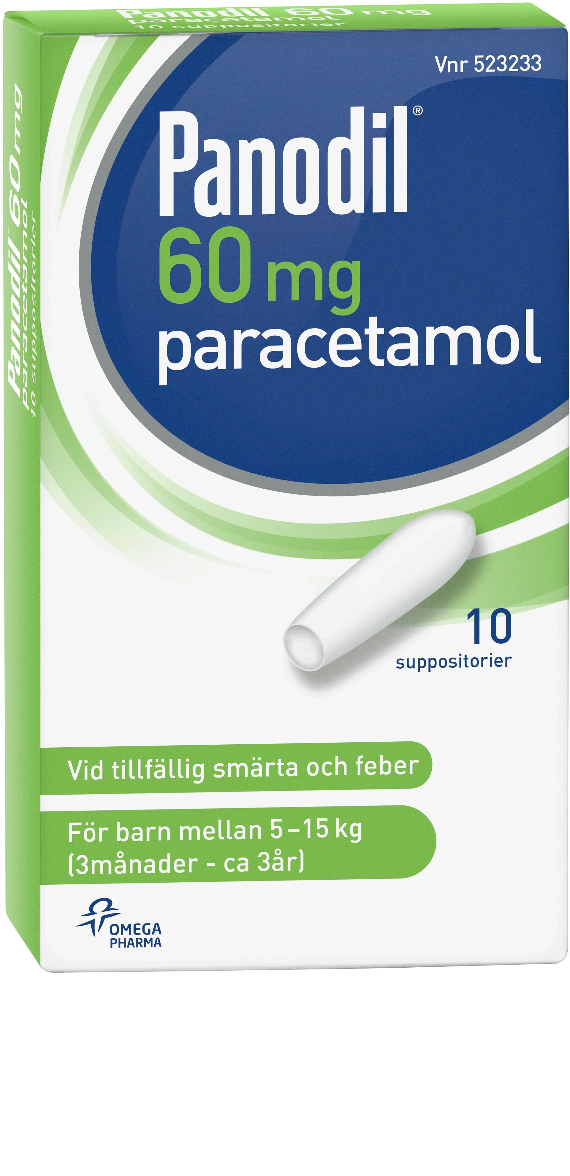 Panodil suppositorium 60 mg 10 st från Panodil – köp hos Apotek Hjärtat