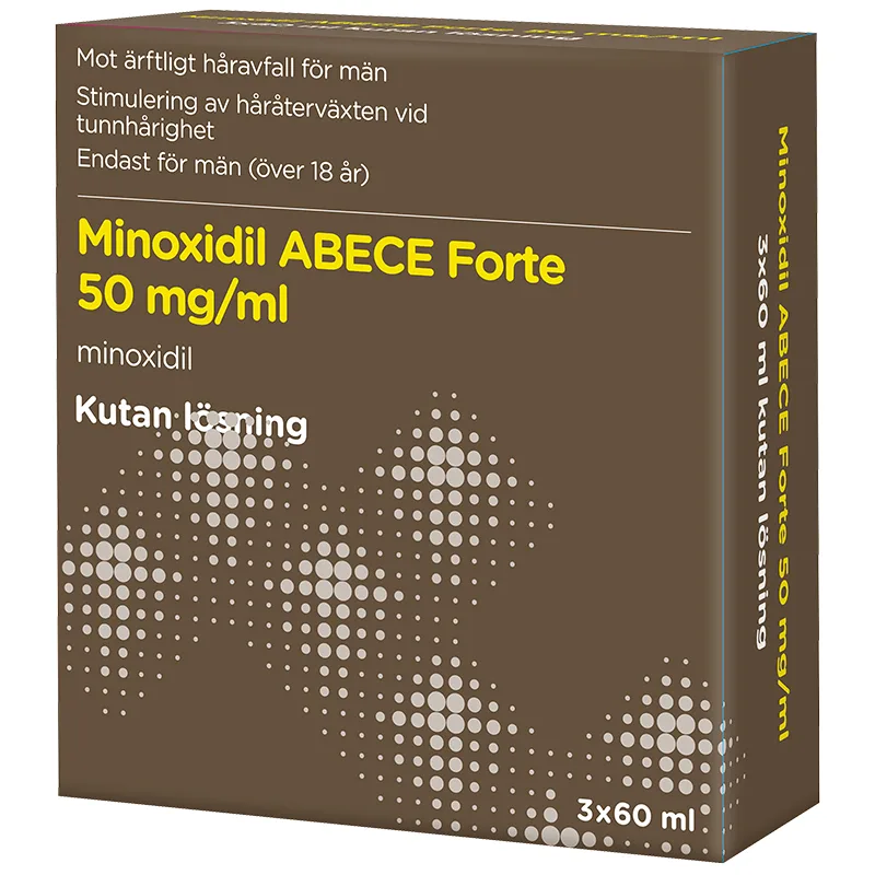 Minoxidil ABECE Forte Kutan lösning 50mg/ml Flaska, 3x60ml från ABECE – köp hos Apotek Hjärtat