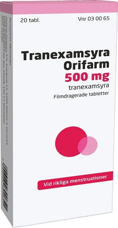 Tranexamsyra Orifarm filmdragerad tablett 500 mg 20 st från Orifarm – köp hos Apotek Hjärtat