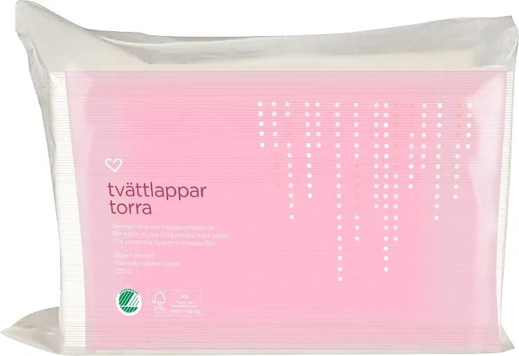Hjärtats torra tvättlappar 125st från Hjärtats – köp hos Apotek Hjärtat