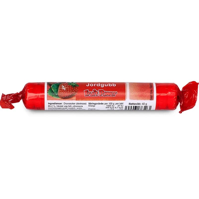 FruitPower Druvsocker Jordgubb Rulle 17 st från FruitPower – köp hos Apotek Hjärtat