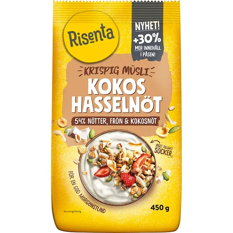 Risenta Krispig Müsli Kokos Hasselnöt 450 g från Risenta – köp hos Apotek Hjärtat