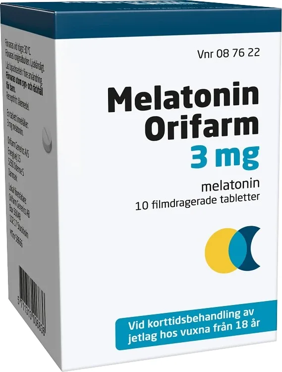 Melatonin Orifarm Filmdragerad tablett 3mg Burk, 10 tabletter från Orifarm – köp hos Apotek Hjärtat