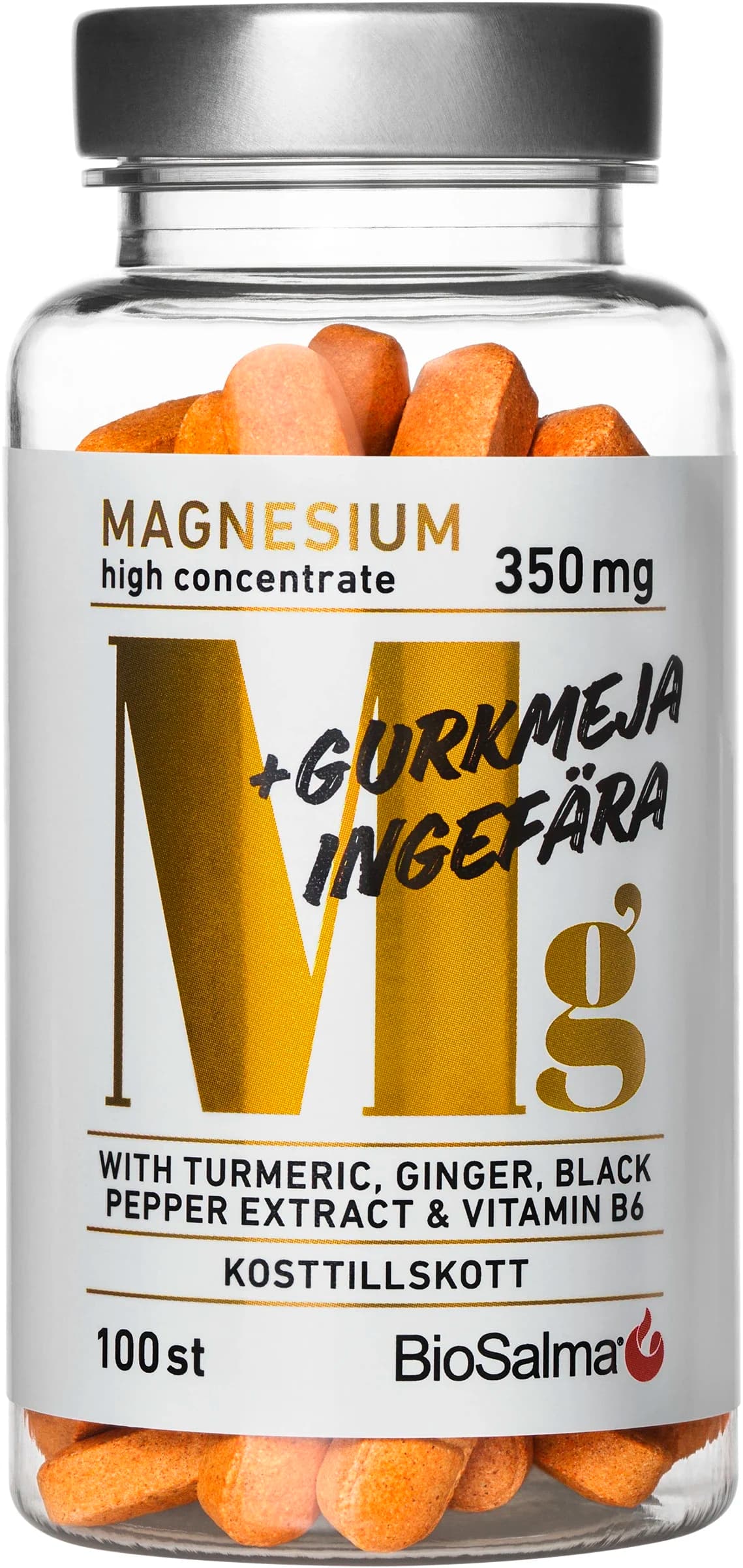 BioSalma Magnesium 350 mg + Gurkmeja Ingefära 100 st kapslar från BioSalma – köp hos Apotek Hjärtat