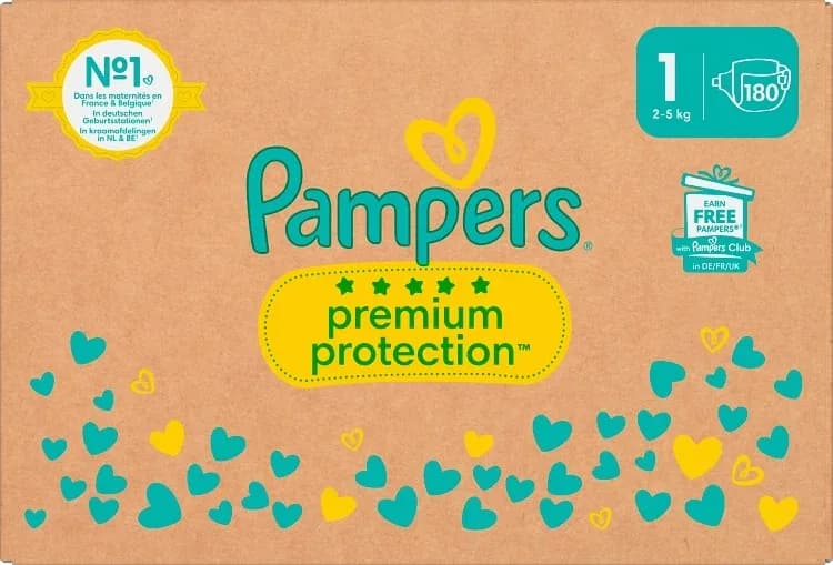 Pampers Premium Protection S1 2-5kg 180st från Pampers – köp hos Apotek Hjärtat