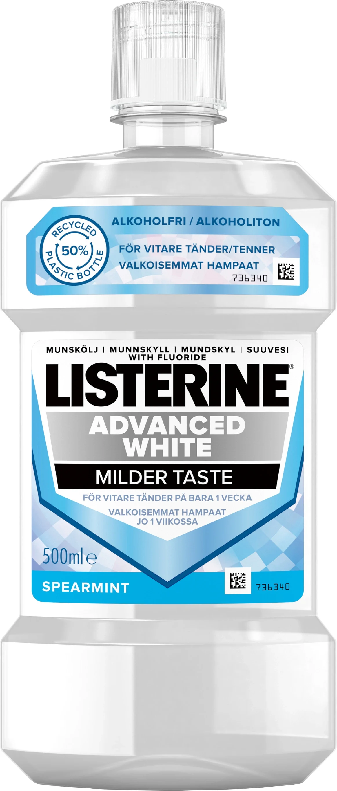 Listerine Milder Taste Advanced White Munskölj 500 ml från Listerine – köp hos Apotek Hjärtat