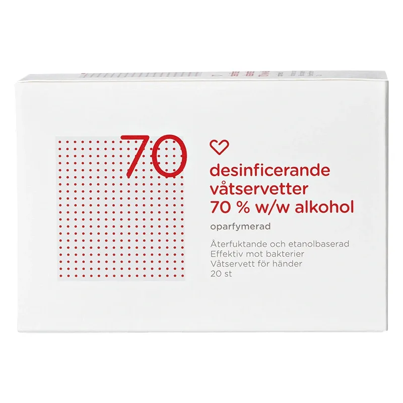 Hjärtats desinficerande våtservetter 70% oparf 20 st från Hjärtats – köp hos Apotek Hjärtat