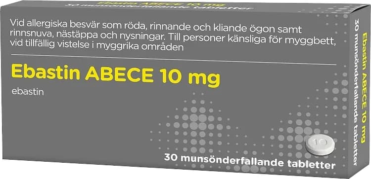 Ebastin ABECE munsönderfallande tablett 10 mg 30 st från ABECE – köp hos Apotek Hjärtat