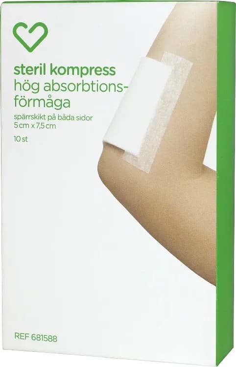 Hjärtats sterila kompress 5 x 7,5 cm 10 st från Hjärtats – köp hos Apotek Hjärtat