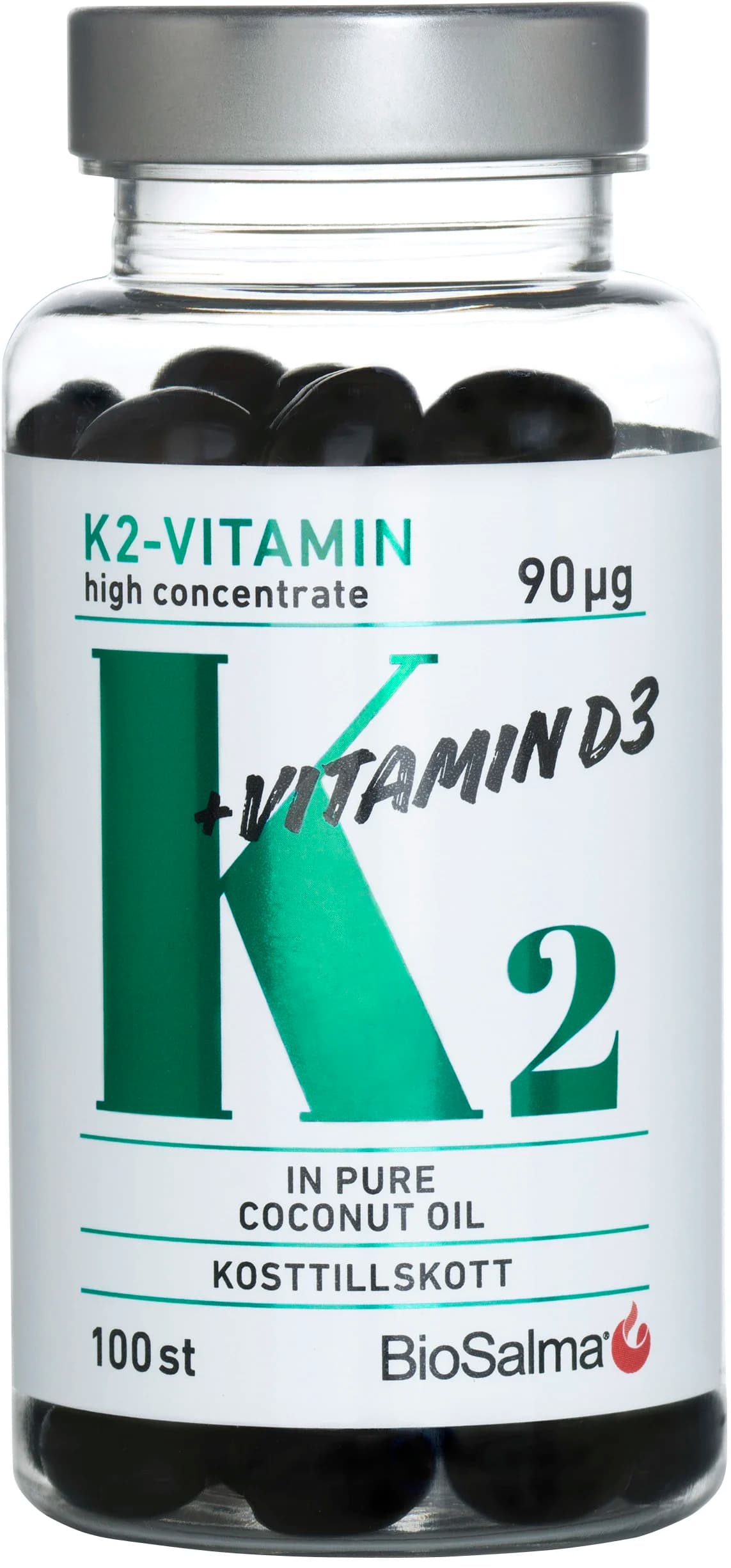 BioSalma K2 90 µg + D3-vitamin 25 µg 100 st kapslar från BioSalma – köp hos Apotek Hjärtat