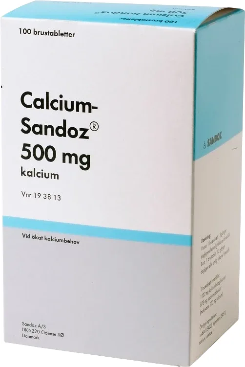 Calcium-Sandoz brustablett 500 mg 100 st från Sandoz – köp hos Apotek Hjärtat