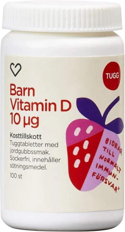 Hjärtats Barn Vitamin D Tuggtablett Med Jordgubbsmak 100 st från Hjärtats – köp hos Apotek Hjärtat