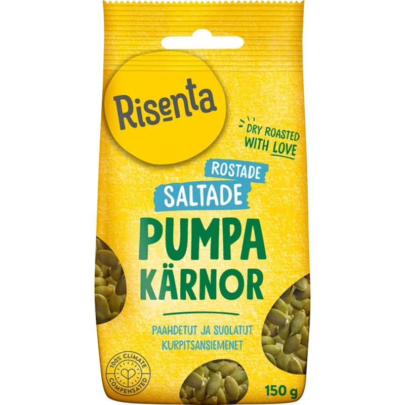 Risenta Pumpakärnor Saltade/Rostade 150 g från Risenta – köp hos Apotek Hjärtat