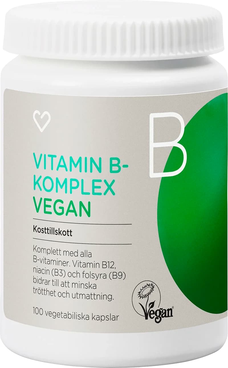 Hjärtats Vitamin B-komplex Vegan Kapsel 100 st från Hjärtats - köp hos Apotek Hjärtat