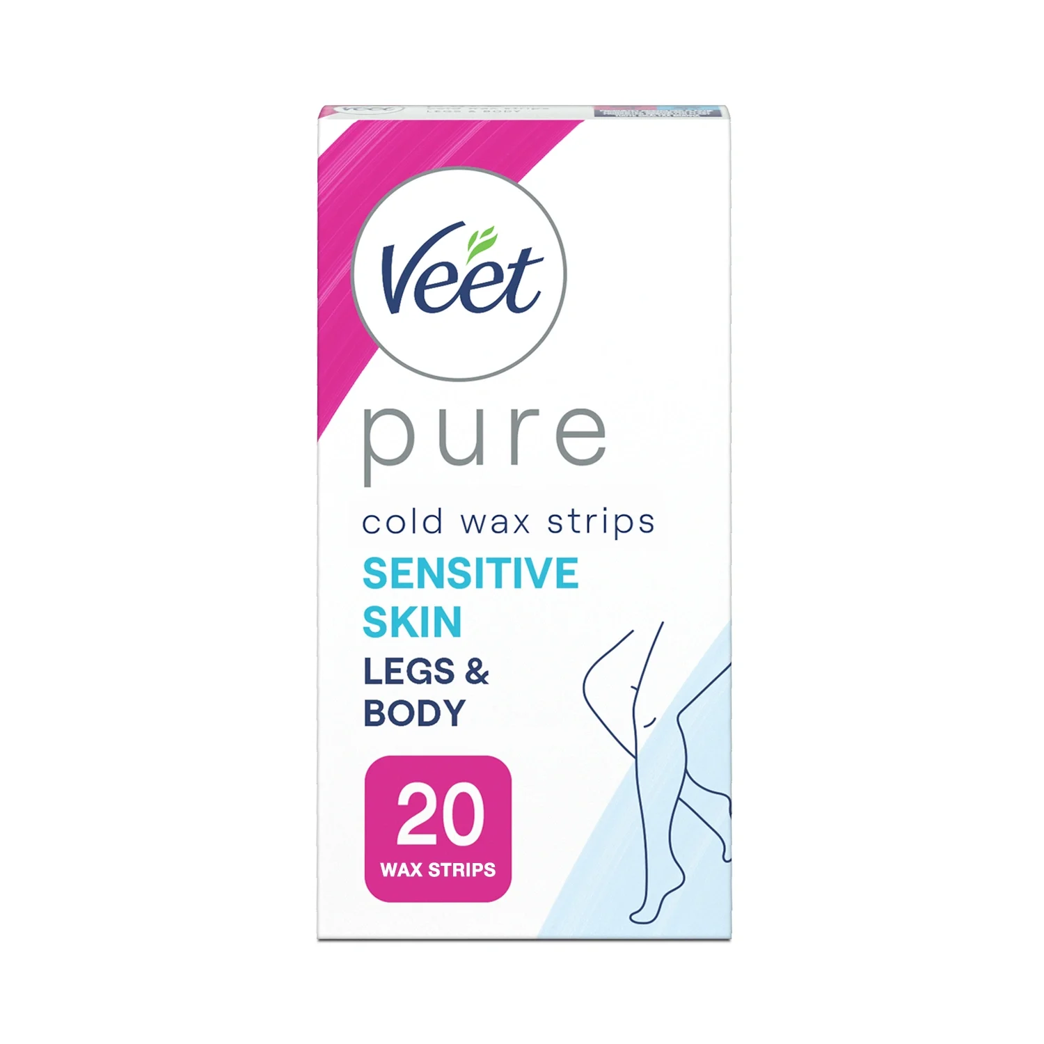 Veet Pure Wax Strips Legs & Body Sensitive Skin 20 st från Veet – köp hos Apotek Hjärtat