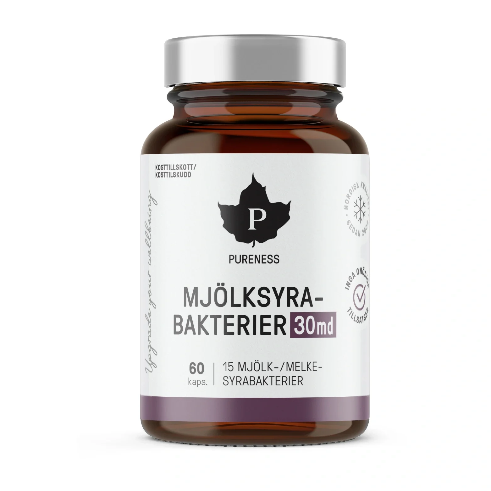 Pureness Mjölksyrabakterier 30 md 60 kapslar från Pureness – köp hos Apotek Hjärtat
