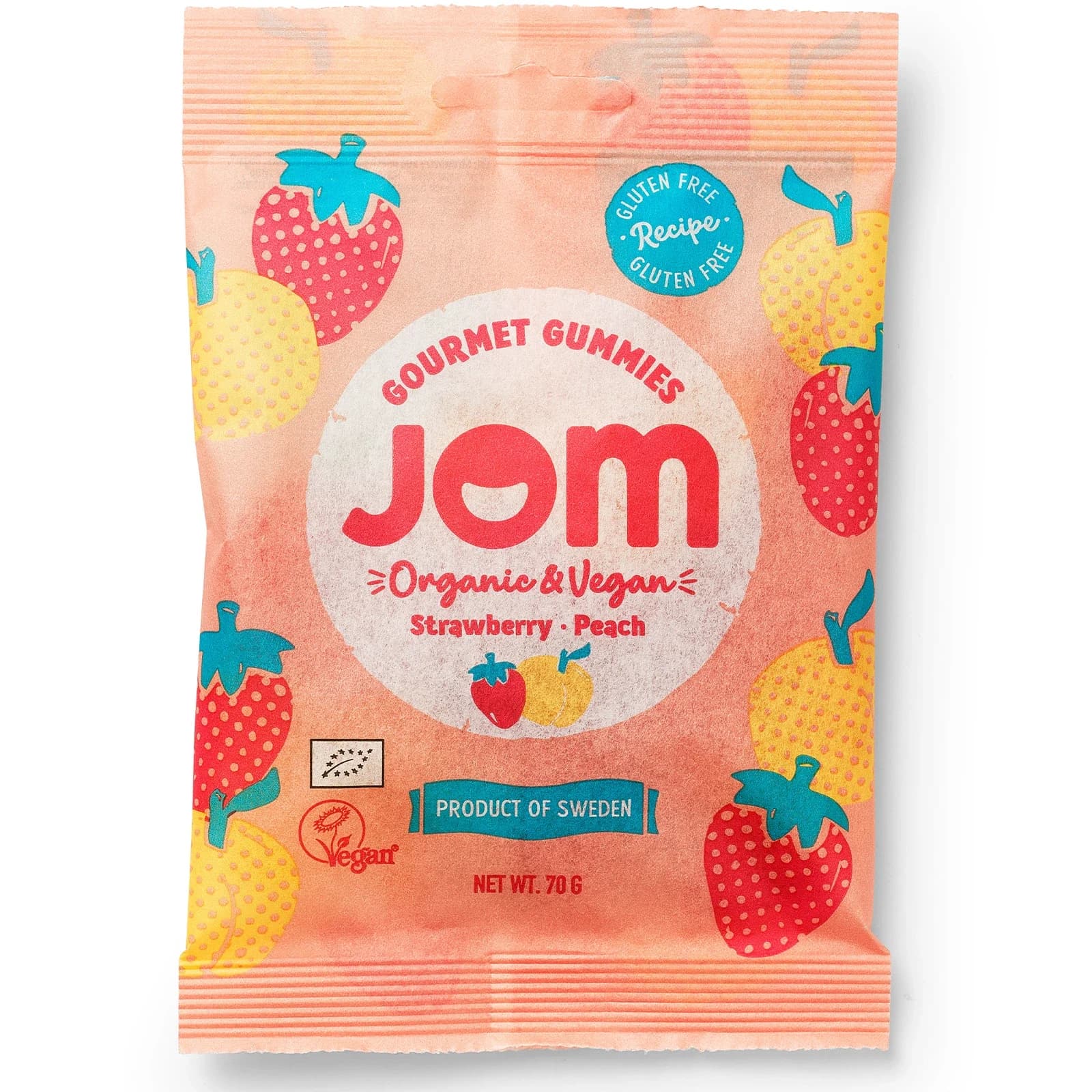 JOM Jordgubb & Persika Godis 70 g från JOM – köp hos Apotek Hjärtat