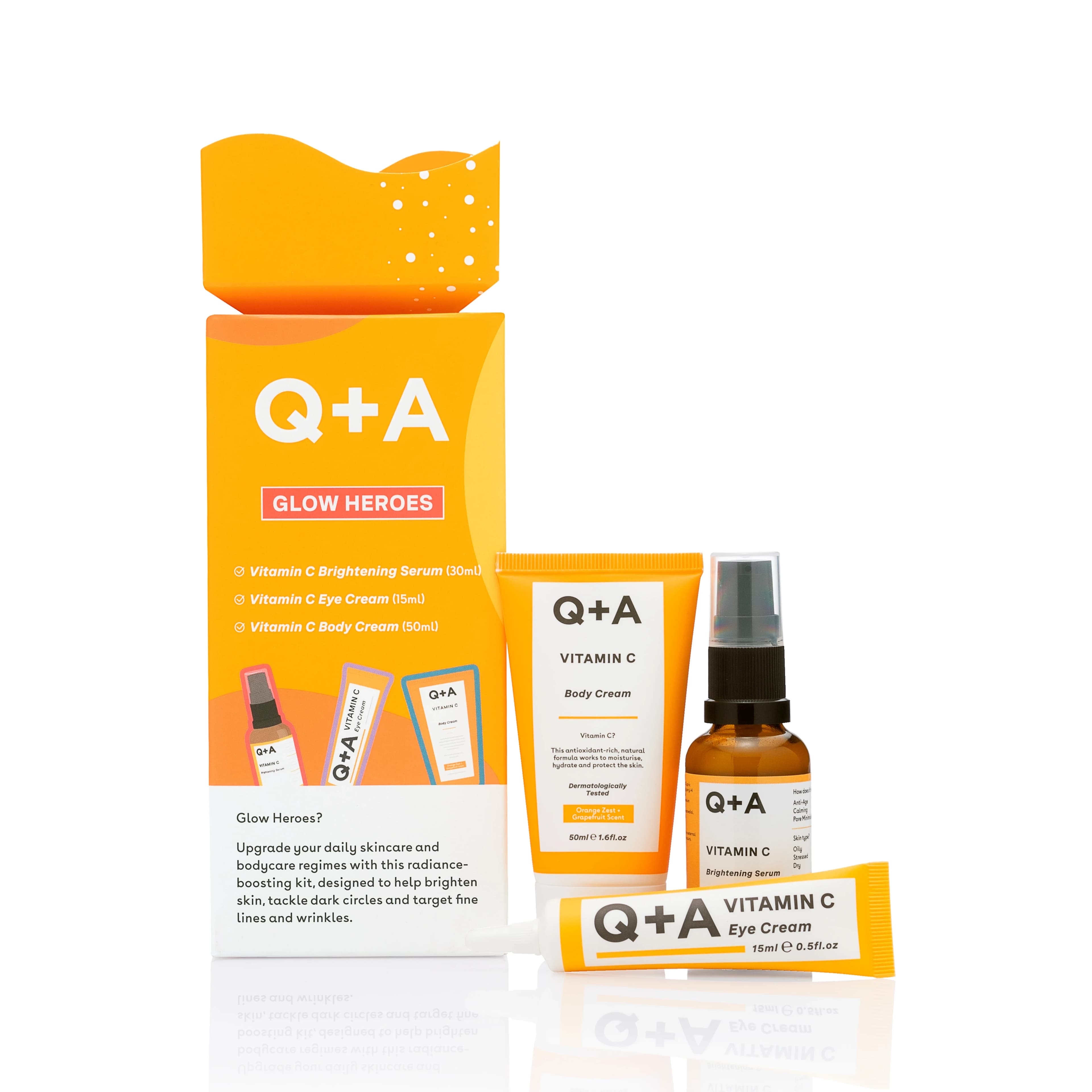 Q+A Glow Heroes Gift Set 95 ml från Q+A – köp hos Apotek Hjärtat