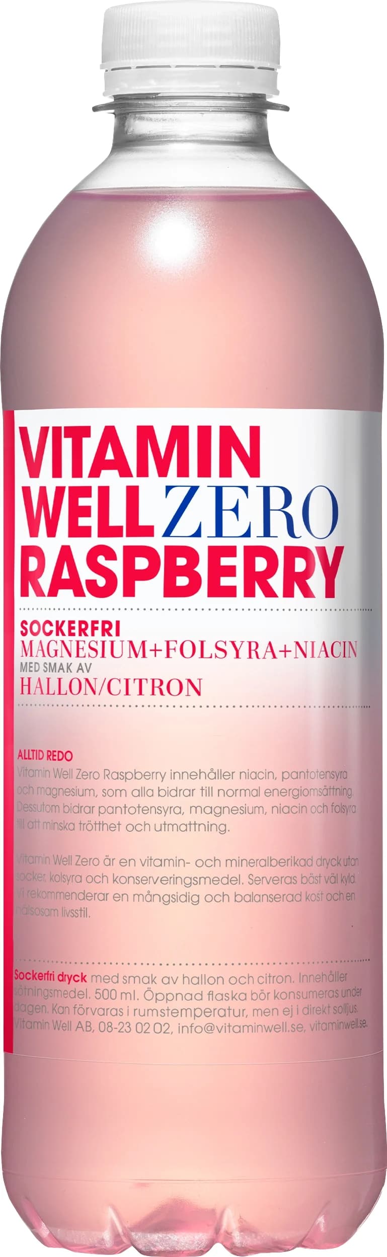 Vitamin Well Zero Raspberry 500 ml från Vitamin Well – köp hos Apotek Hjärtat