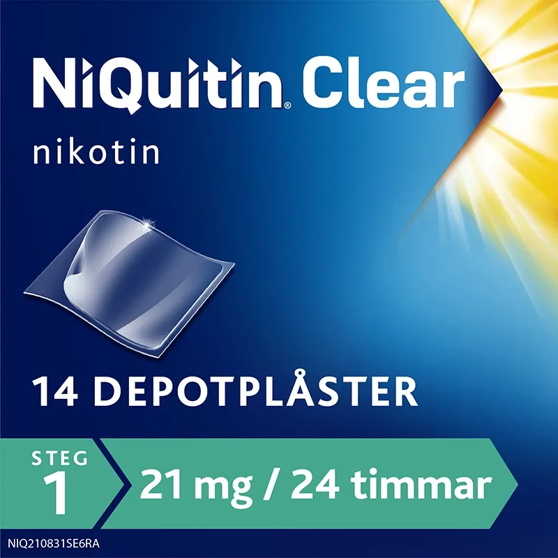 NiQuitin Clear depotplåster 21 mg/24 timmar 14 st från Niquitin – köp hos Apotek Hjärtat