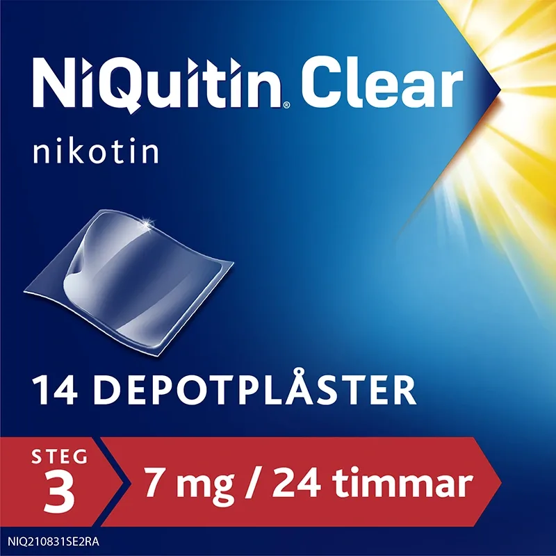 NiQuitin Clear Depotplåster 7mg/24timmar Plåster, 14st från Niquitin – köp hos Apotek Hjärtat