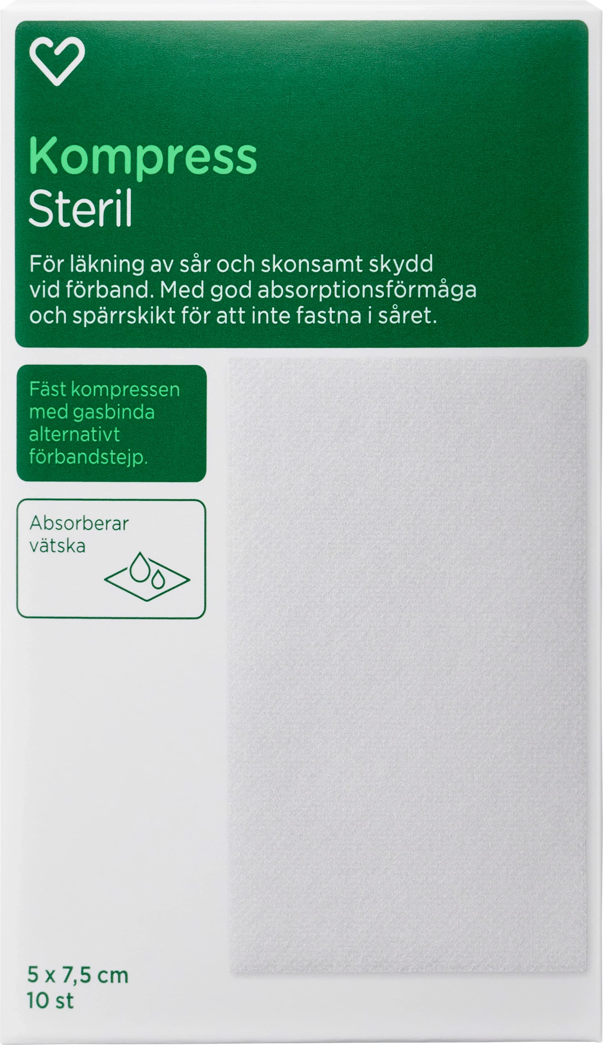 Hjärtats Kompress Steril 5cm x 7,5cm 10st från Hjärtats – köp hos Apotek Hjärtat