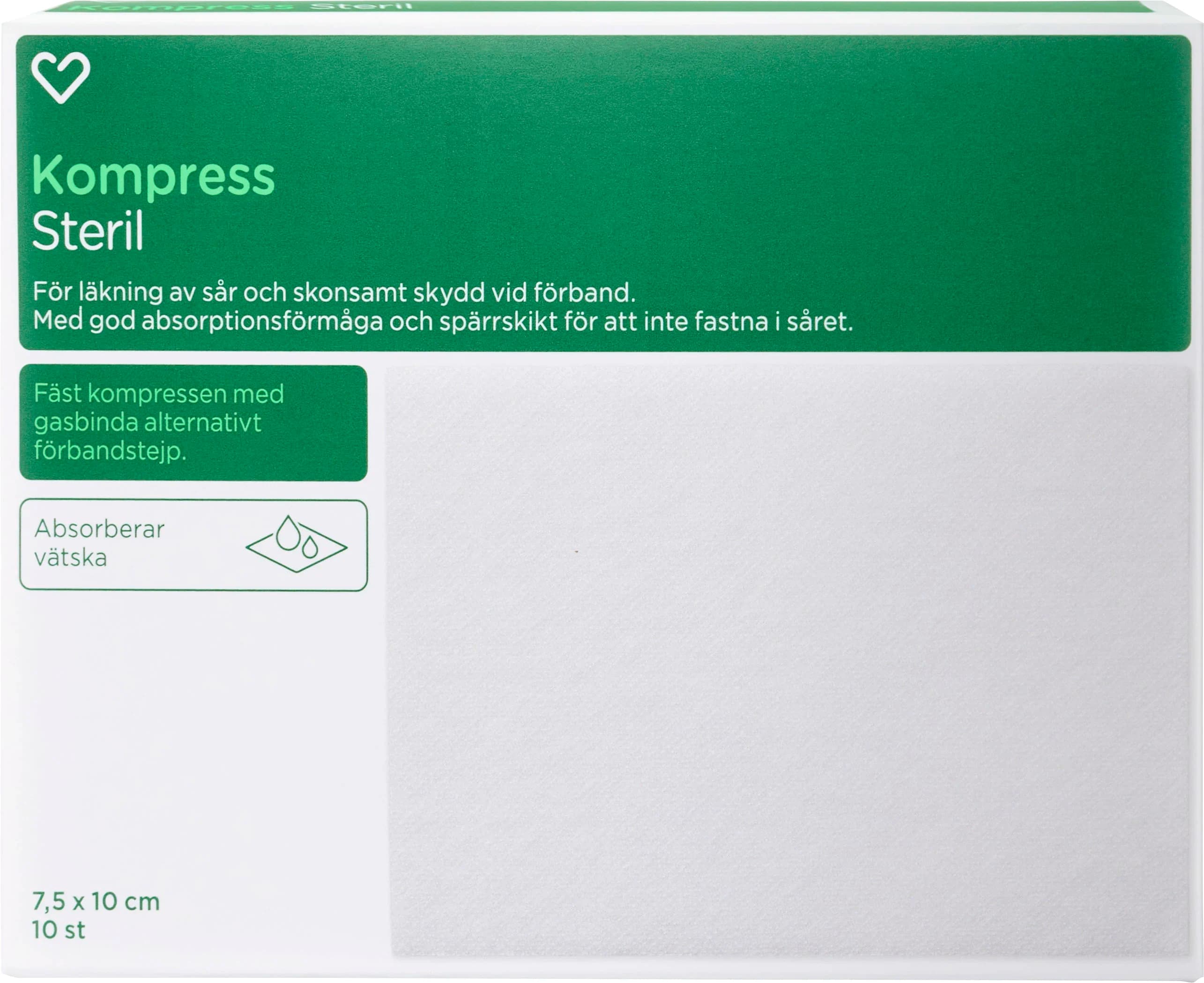 Hjärtats Kompress Steril 7,5cm x 10cm 10st från Hjärtats – köp hos Apotek Hjärtat