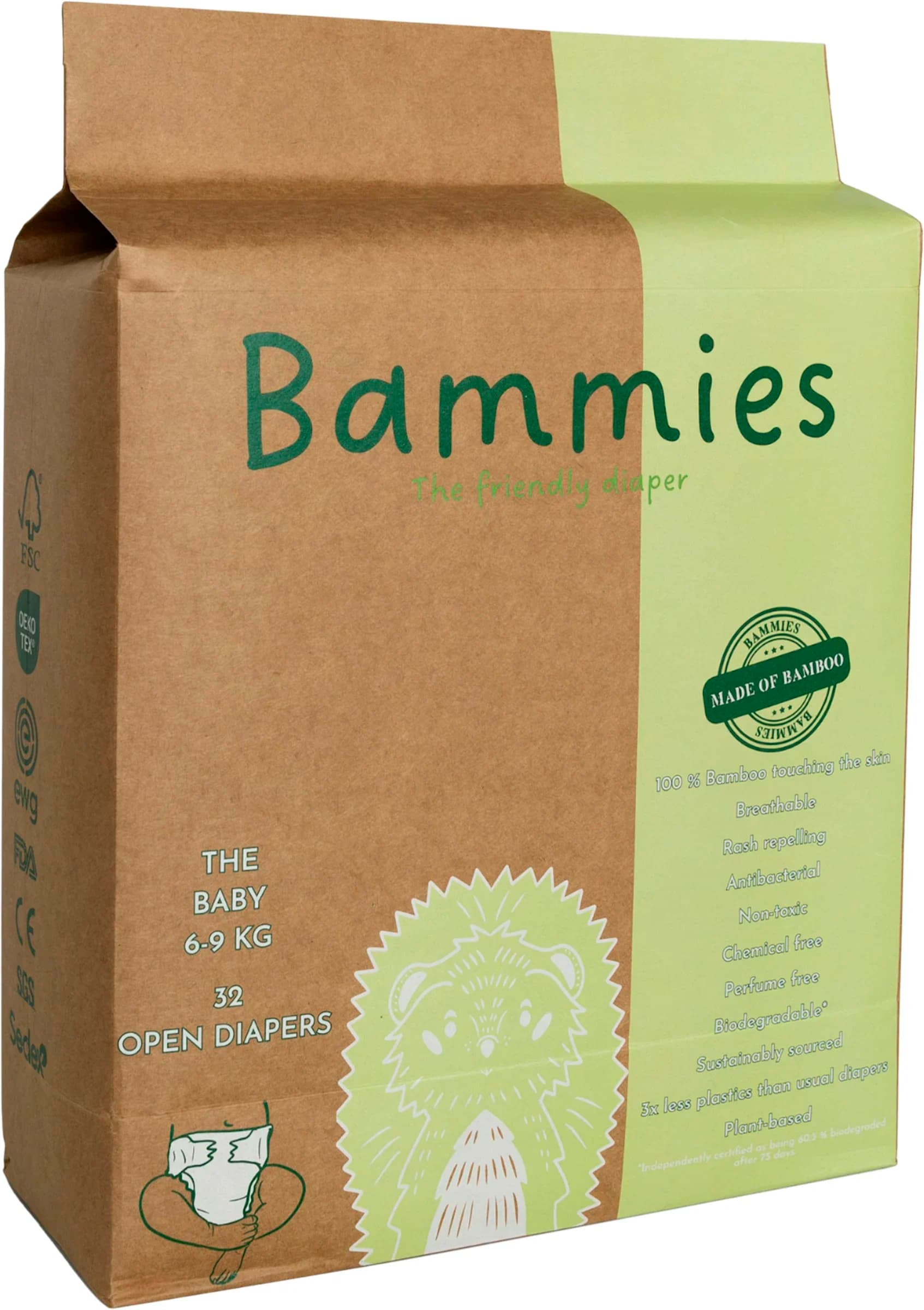Bammies Bambublöjor The Baby 6-9 kg 32 st från Bammies – köp hos Apotek Hjärtat