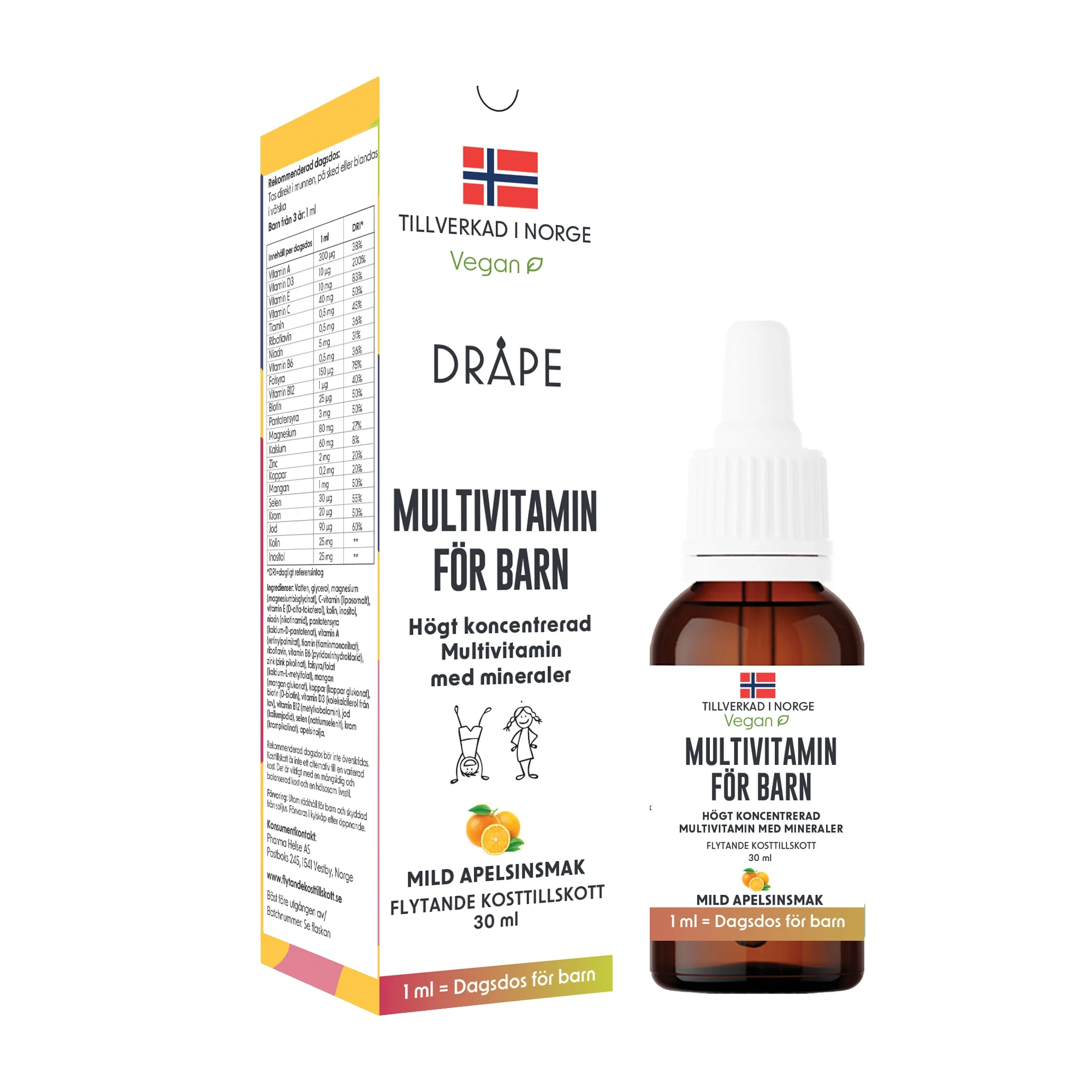 Dråpe Multivitamin Barn Droppar 30 ml från Dråpe – köp hos Apotek Hjärtat