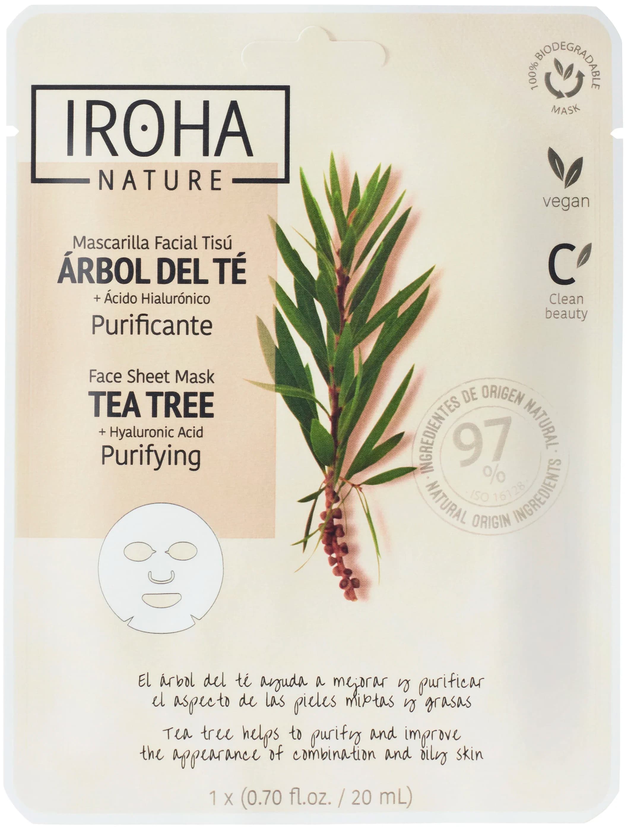 Iroha Nature Purifying Tea Tree Face Sheet Mask 20 ml från Iroha Nature – köp hos Apotek Hjärtat