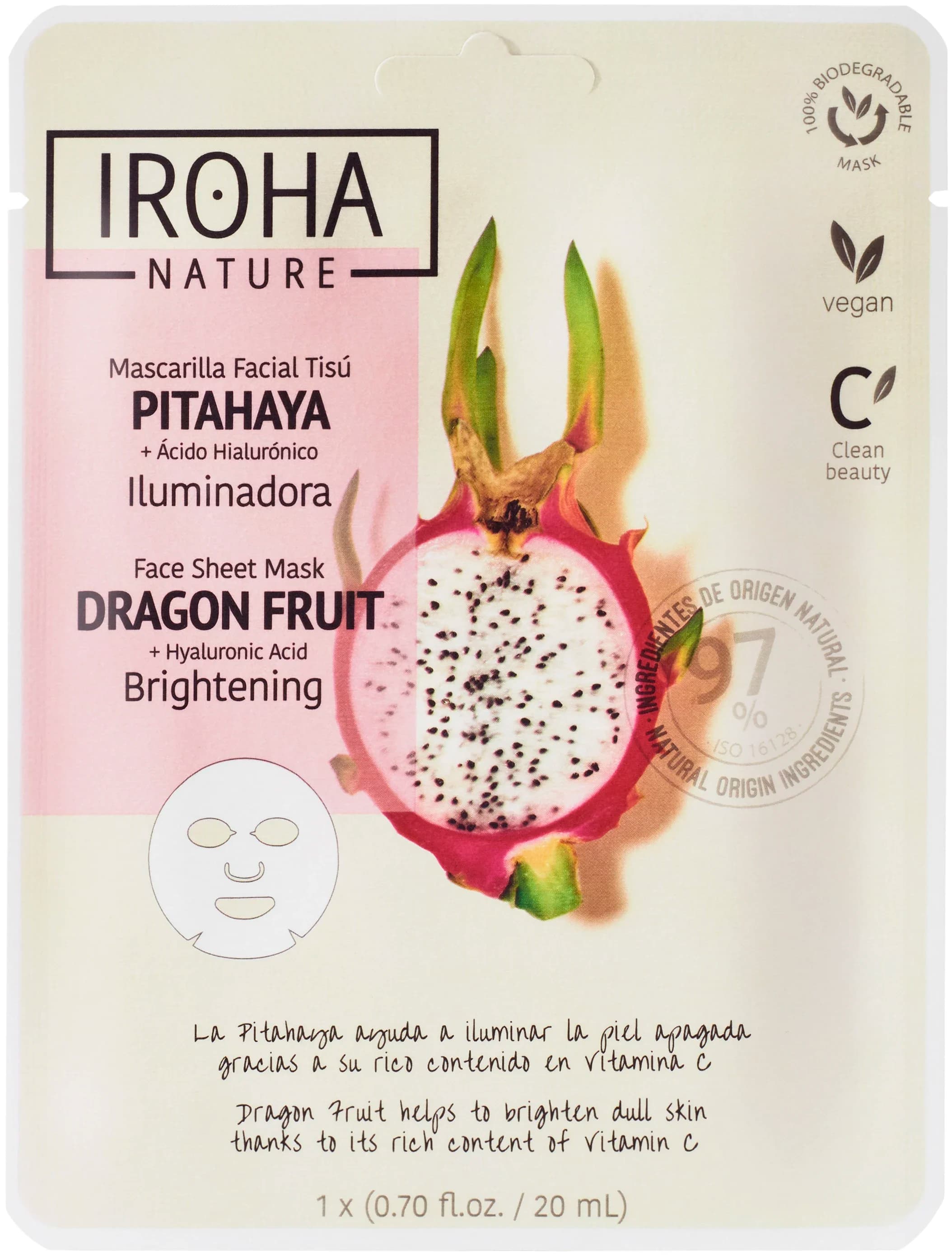Iroha Nature Brightening Dragon Fruit Face Sheet Mask 20 ml från Iroha Nature – köp hos Apotek Hjärtat