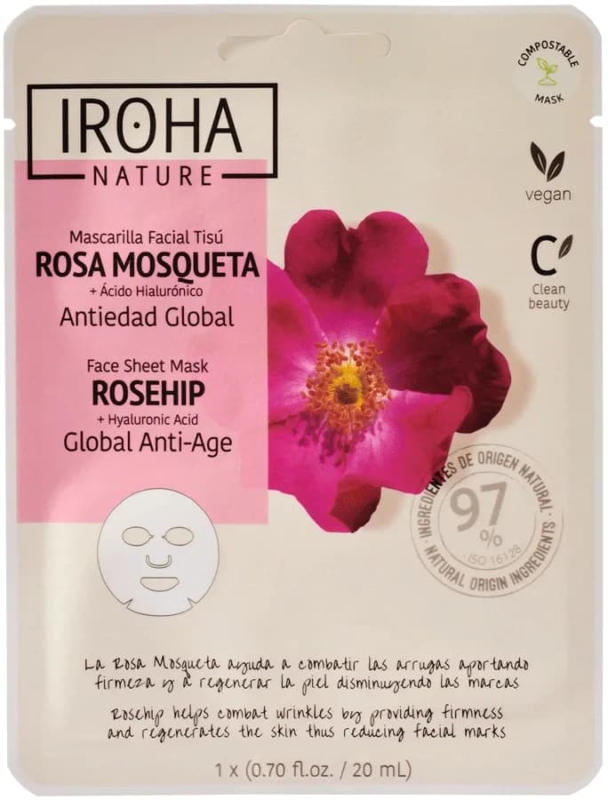 Iroha Nature Anti-Age Rosehip Face Sheet Mask 20 ml från Iroha Nature – köp hos Apotek Hjärtat