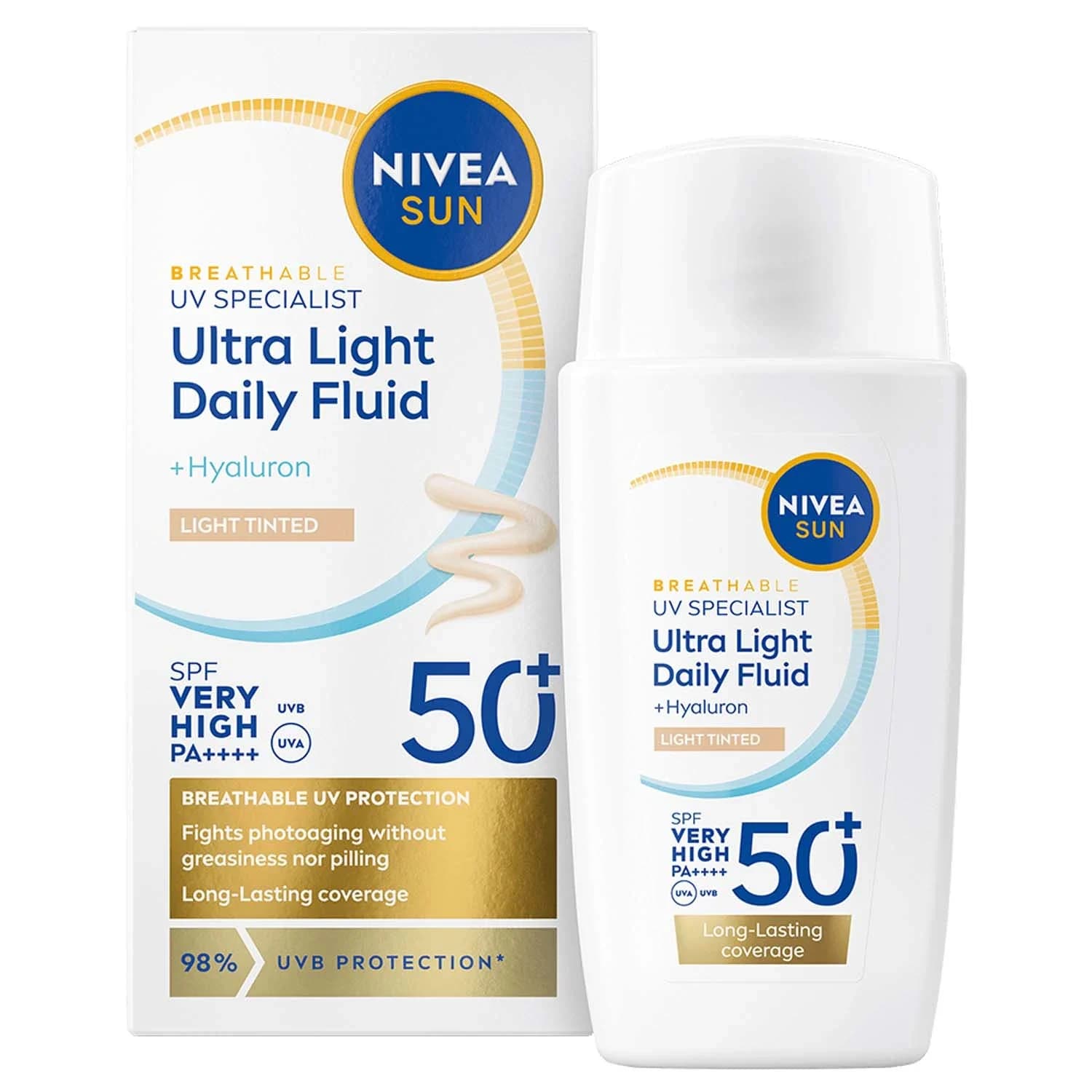 Nivea Sun UV Face Ultra Light Daily Fluid SPF 50+, 40 ml Light från Nivea – köp hos Apotek Hjärtat