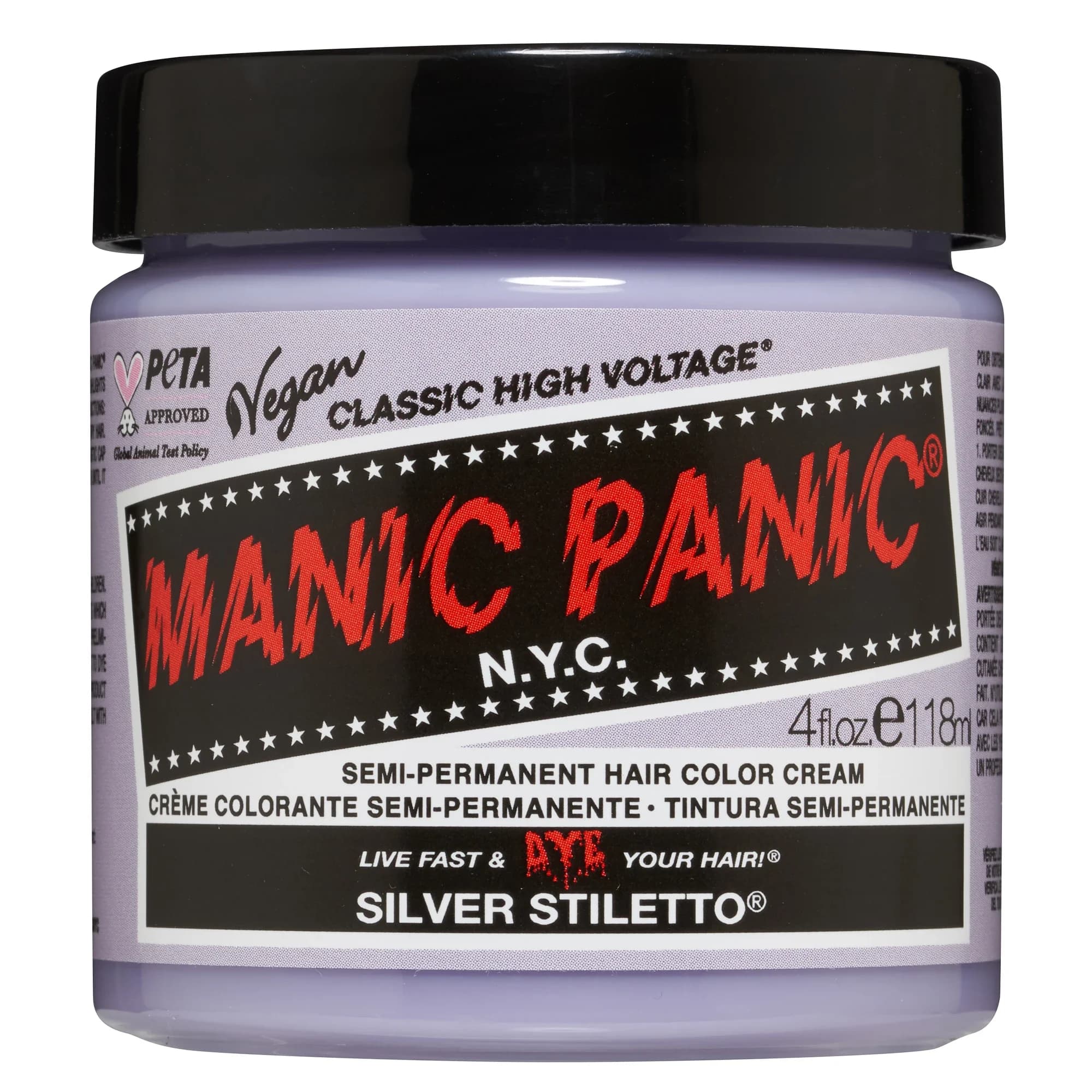 Manic Panic Classic High Voltage Semi-Permanent Hair Color Cream 118 ml Silver Stiletto från Manic Panic – köp hos Apotek Hjärtat