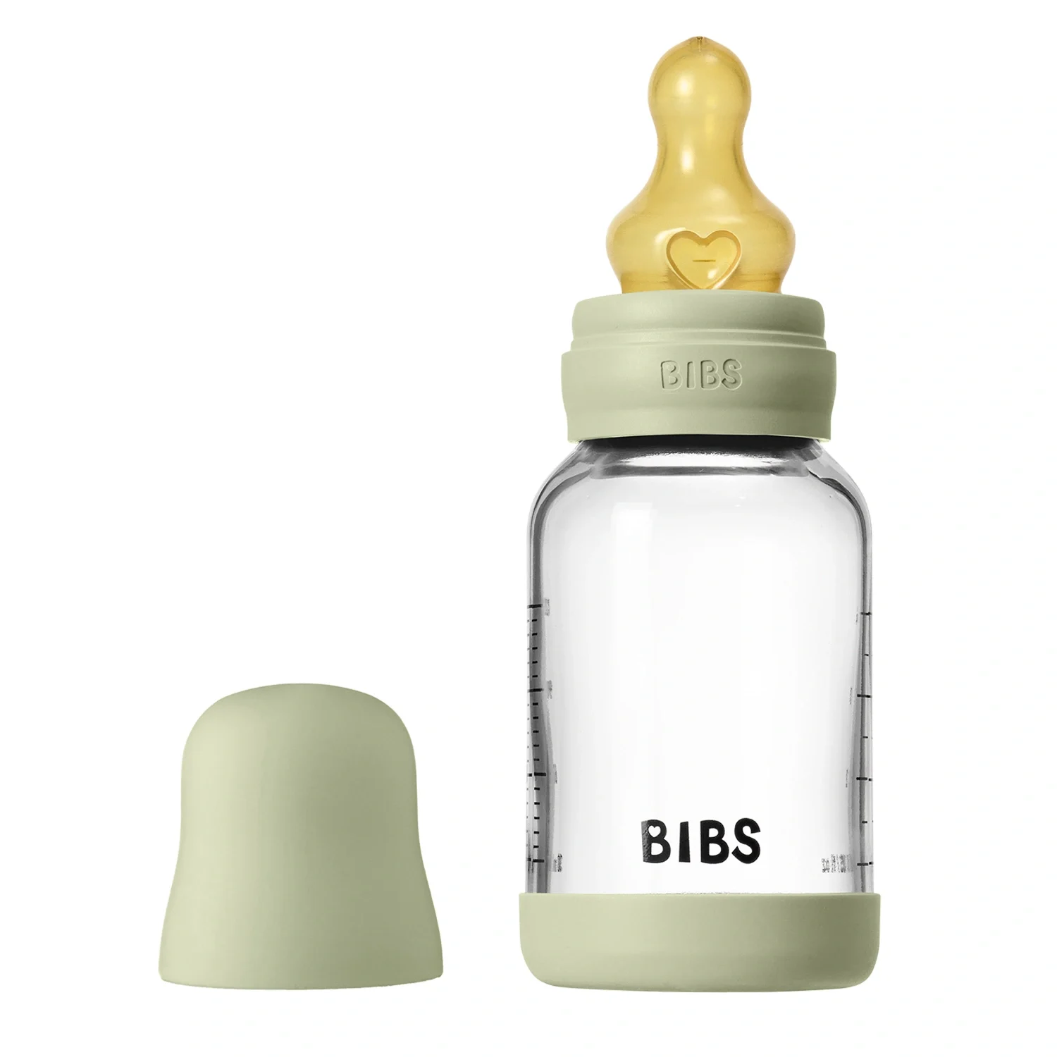 BIBS Glass Baby Bottle Round Latex Slow Flow 120 ml Sage från BIBS – köp hos Apotek Hjärtat