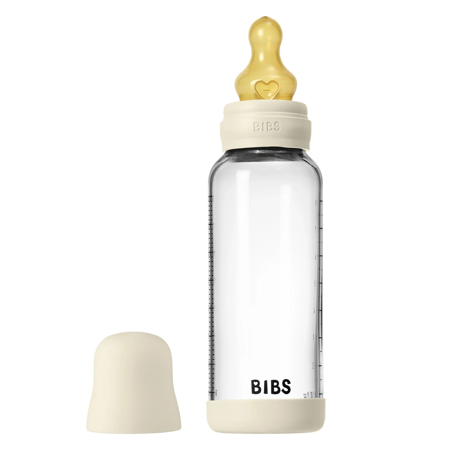 BIBS Glass Baby Bottle Round Latex Medium Flow 240 ml Ivory från BIBS – köp hos Apotek Hjärtat