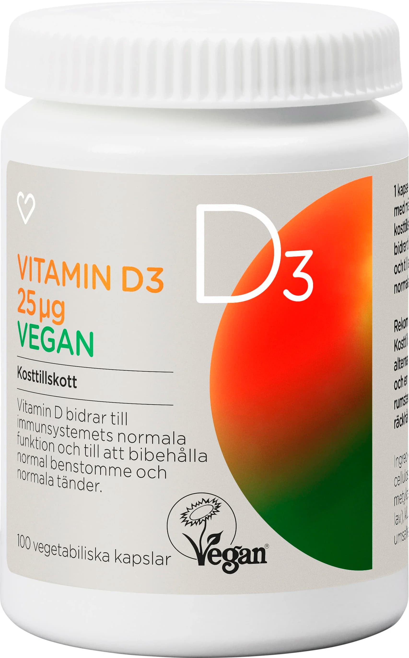 Hjärtats Vitamin D3 25µg Vegan Kapsel 100st från Hjärtats - köp hos Apotek Hjärtat