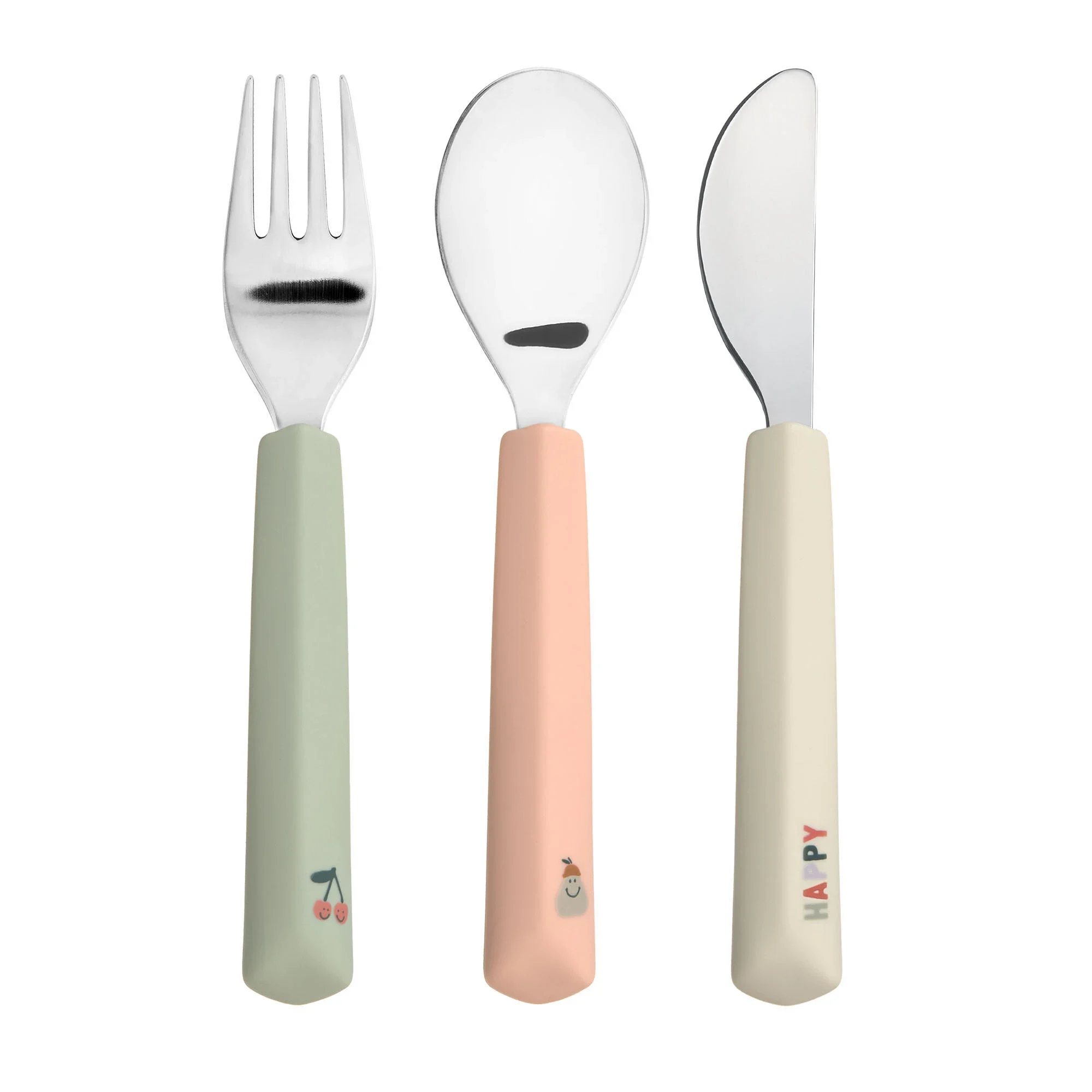 LÄSSIG Cutlery Silicone Handle Happy Fruits 3 Delar Cherry från LÄSSIG – köp hos Apotek Hjärtat