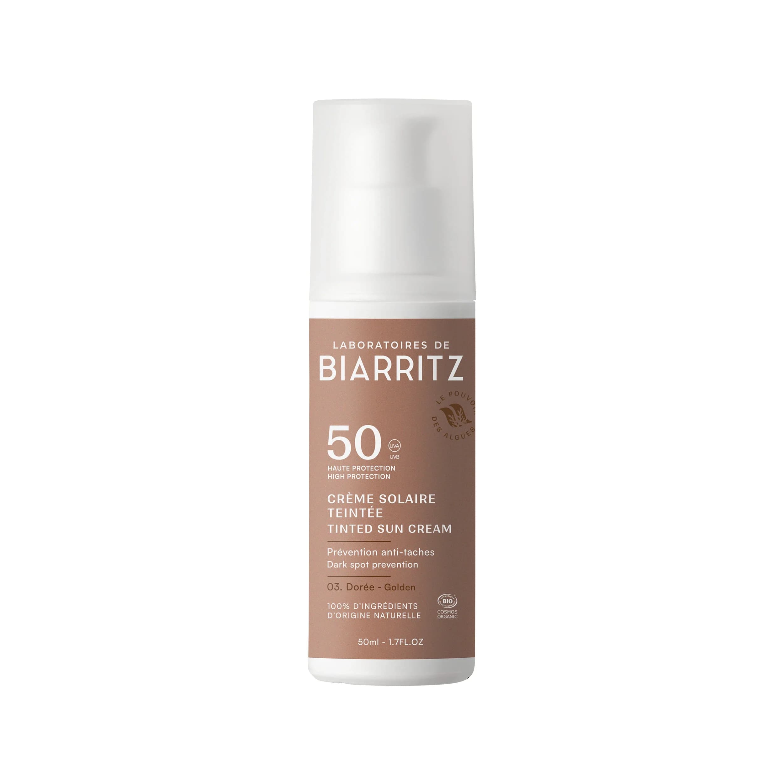 Laboratoires de Biarritz Alga Maris Tinted Face Sunscreen SPF 50, 50 ml Golden från Laboratoires de Biarritz – köp hos Apotek Hjärtat