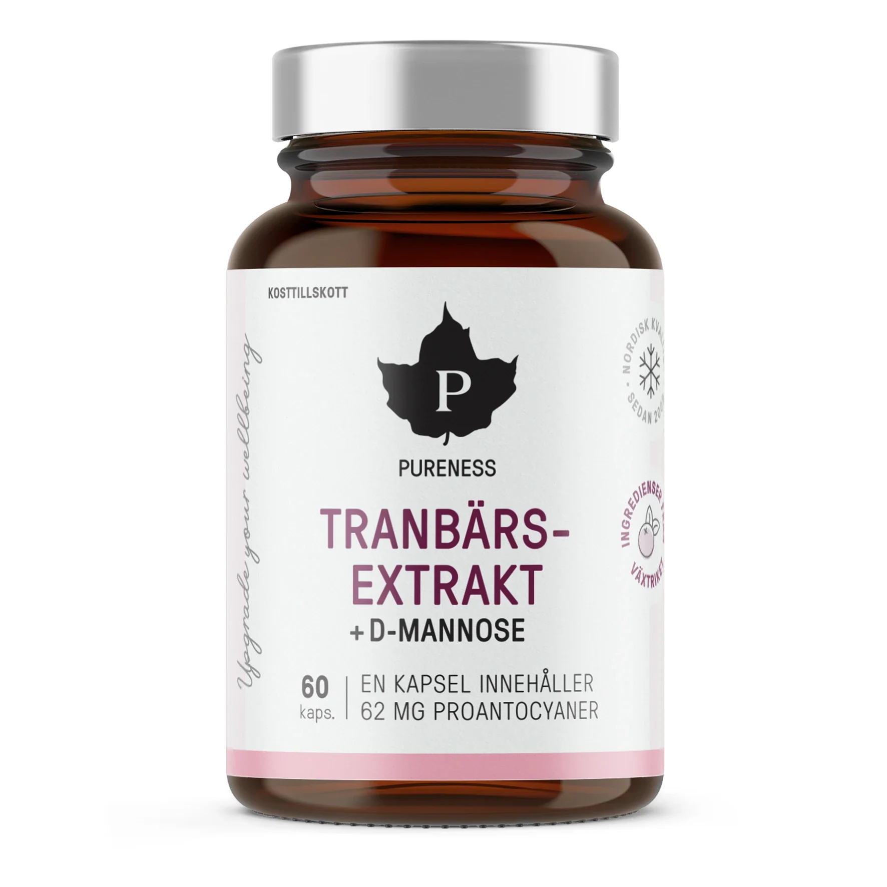Pureness Tranbär + D-mannose 60 kapslar från Pureness – köp hos Apotek Hjärtat