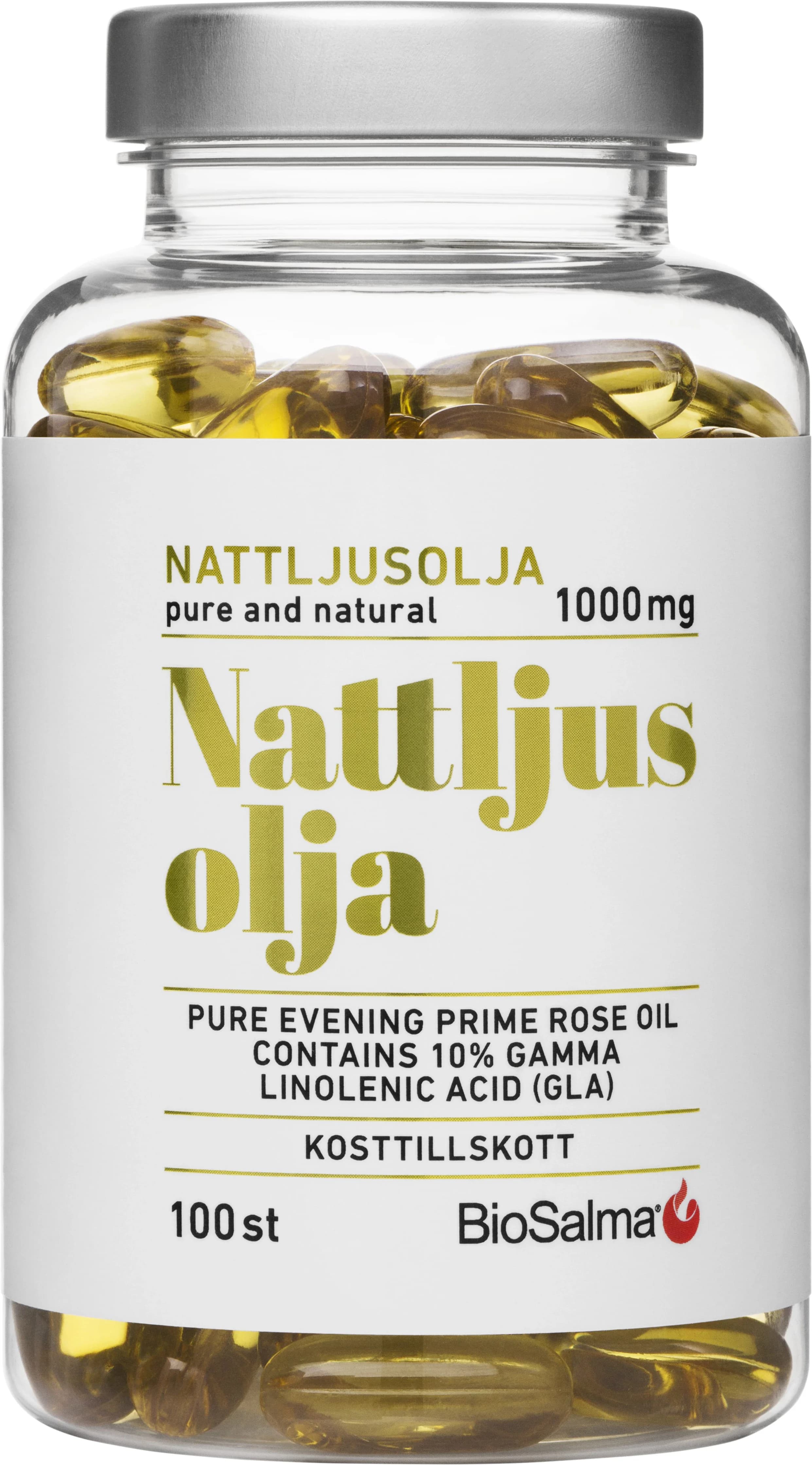 BioSalma Nattljusolja 10% GLA 1000 mg 100 kapslar från BioSalma – köp hos Apotek Hjärtat