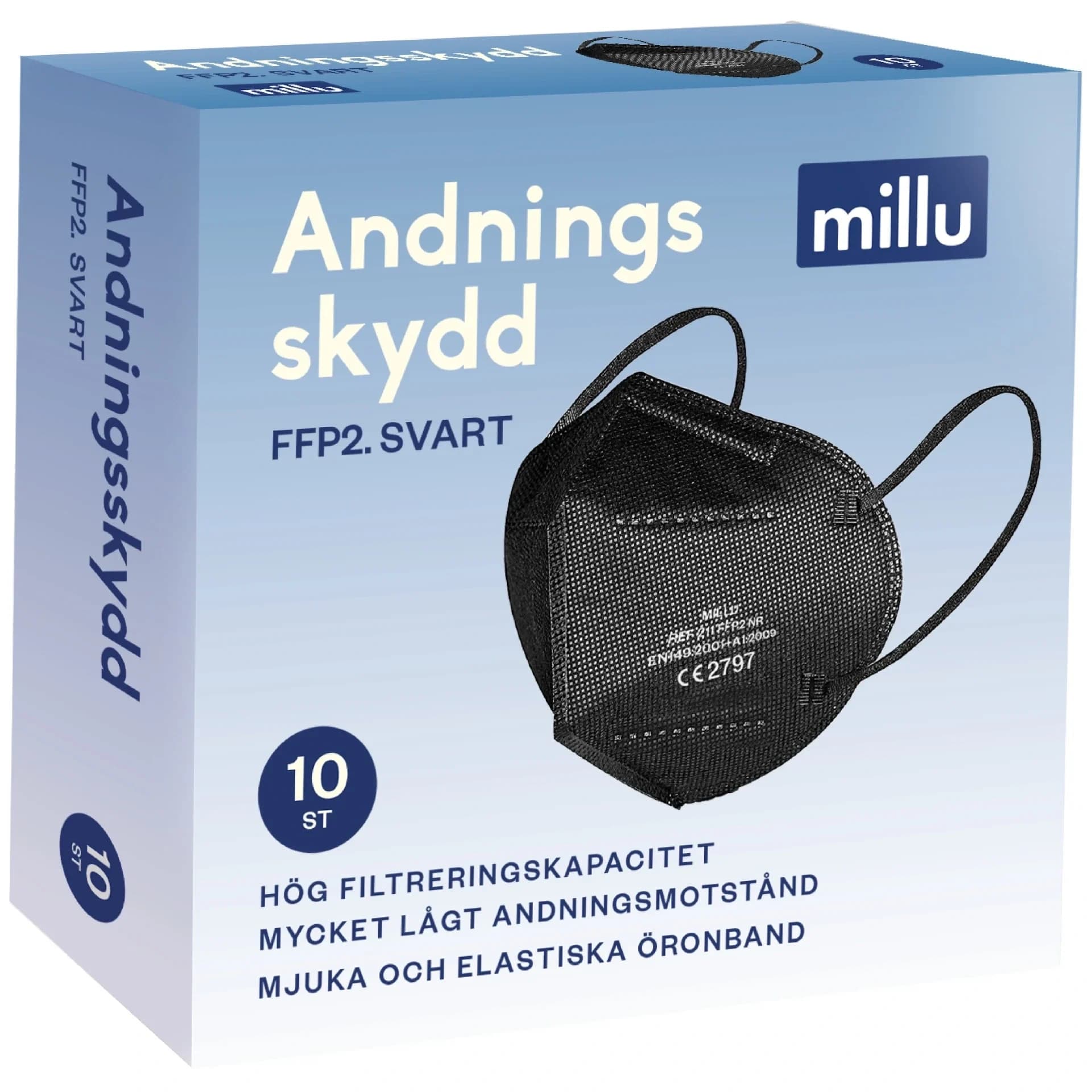Millu Andningsskydd FFP2 10 st Svart från Millu – köp hos Apotek Hjärtat