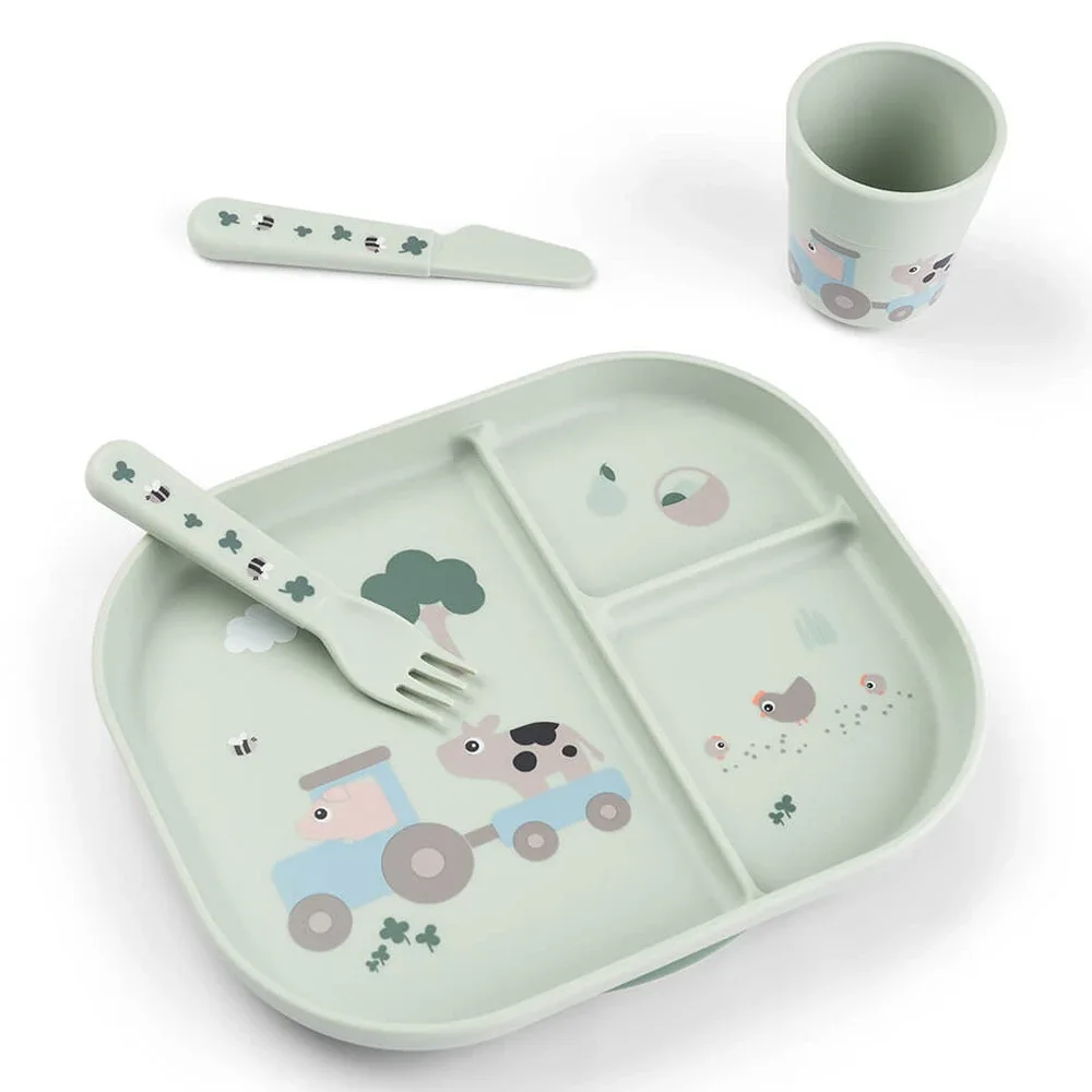 Done by Deer Foodie Dinner Set w/suction Tiny Farm Green från Done by Deer – köp hos Apotek Hjärtat