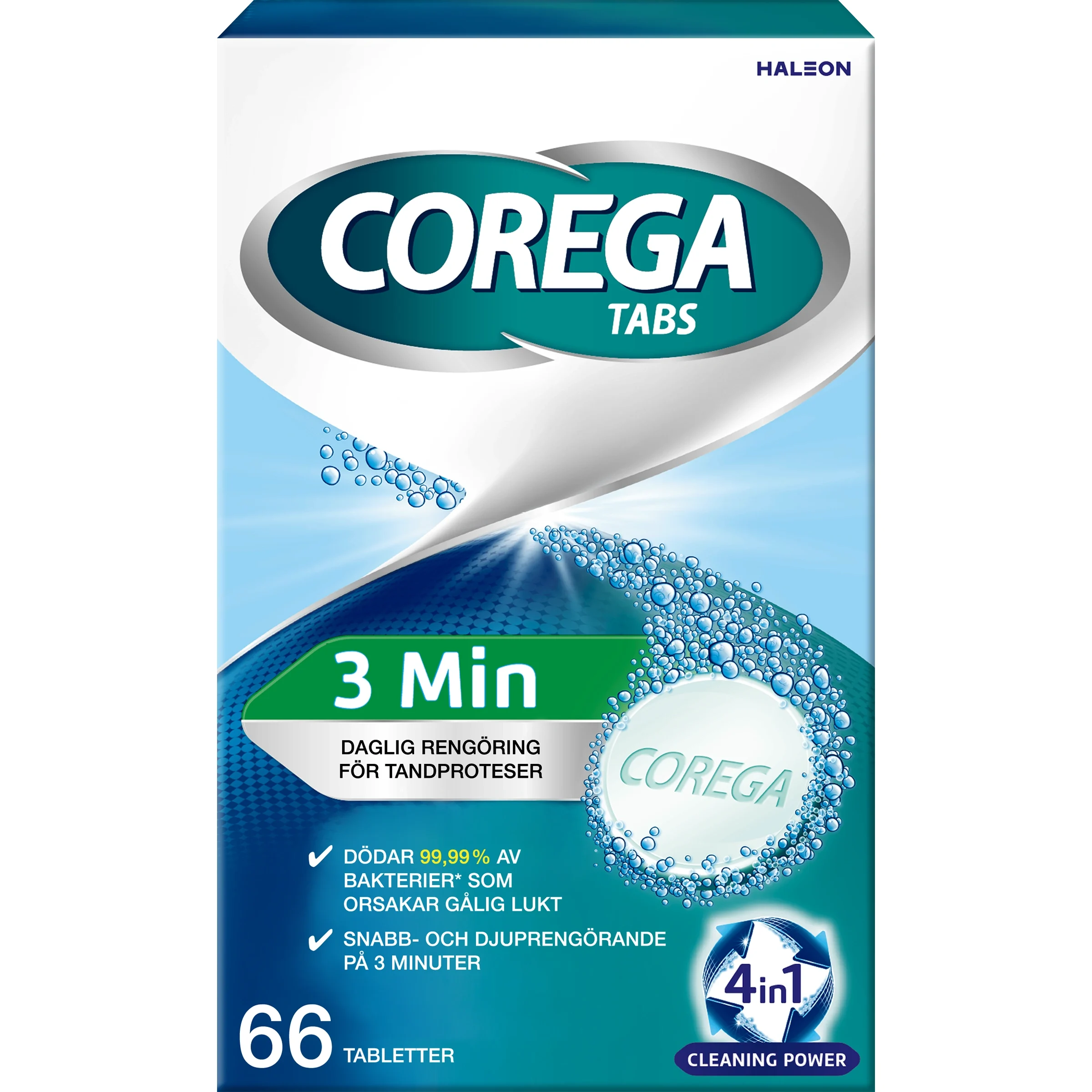 Corega Tabs 3 Minutes Protesrengöring Brustablett 66 st från Corega – köp hos Apotek Hjärtat